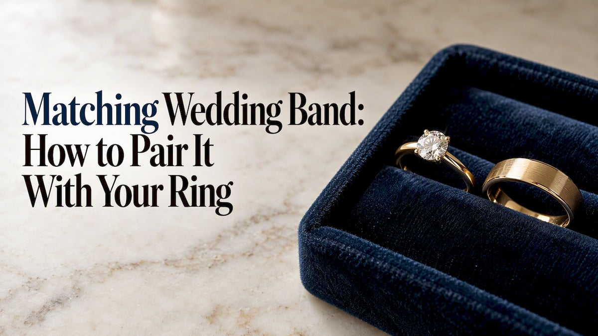 Wedding band paired beside an engagement ring