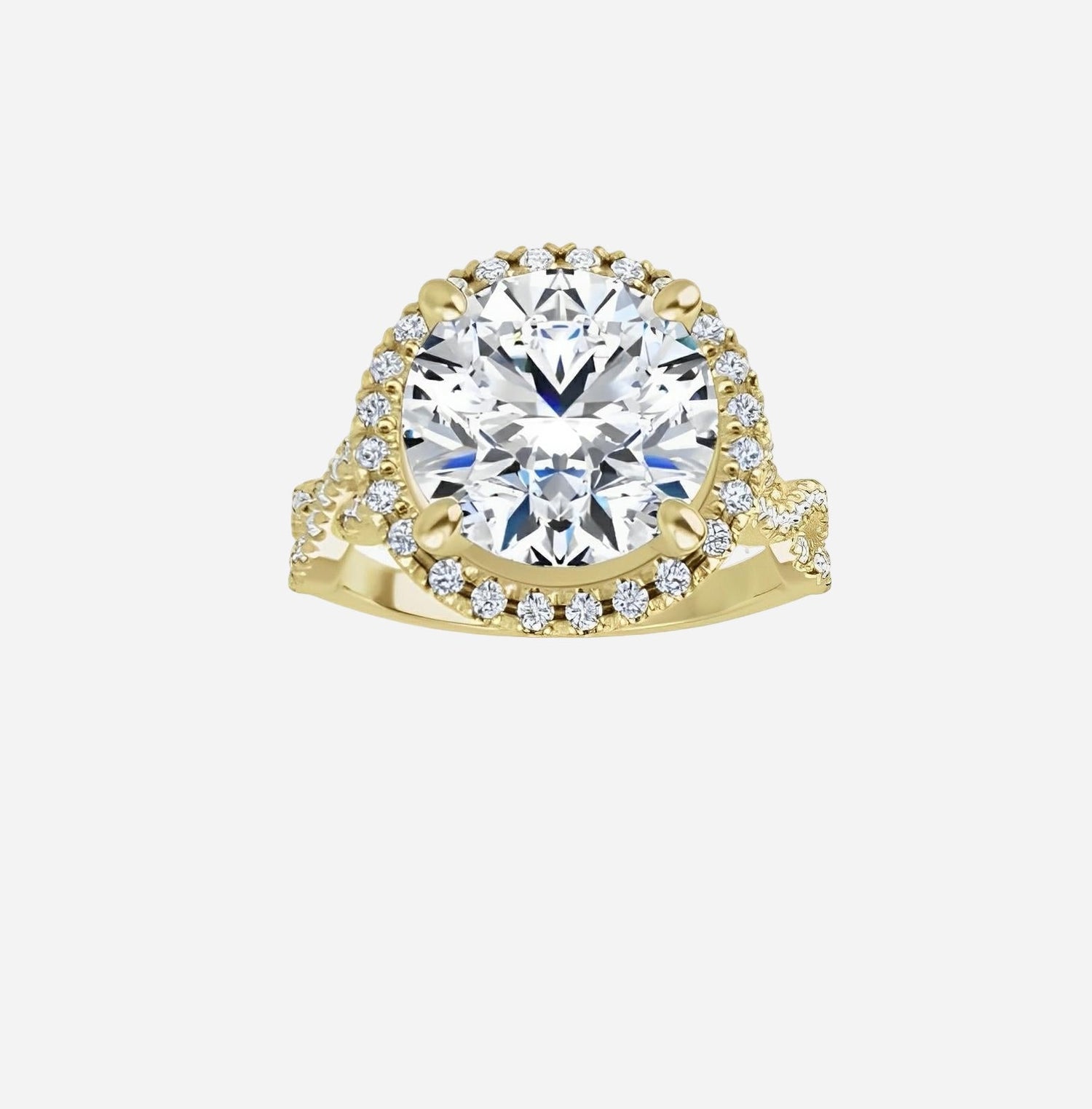 Bridal set, engagement ring in rose gold and natural diamonds