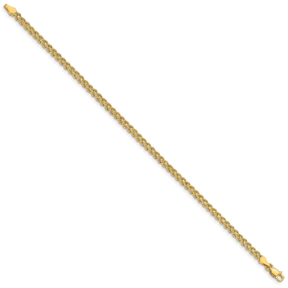 14k Yellow Gold 3.0mm Wide Double Strand Rope Bracelet, view 2 - 7 in