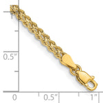 14k Yellow Gold 3.0mm Wide Double Strand Rope Bracelet, shown with a ruler for scale - 8 in