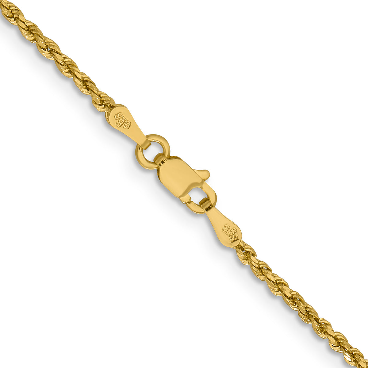 14k 1.8mm Lightweight Diamond-Cut Rope Chain