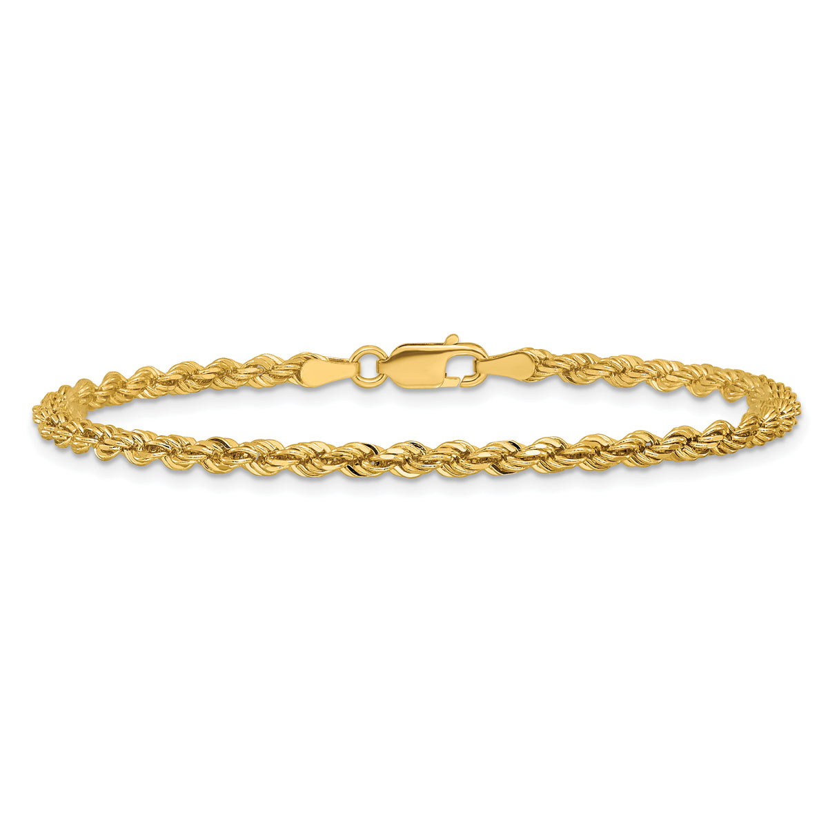 Gold (10K & 14K) Diamond-Cut Rope Chain Bracelet - 7.5 in
