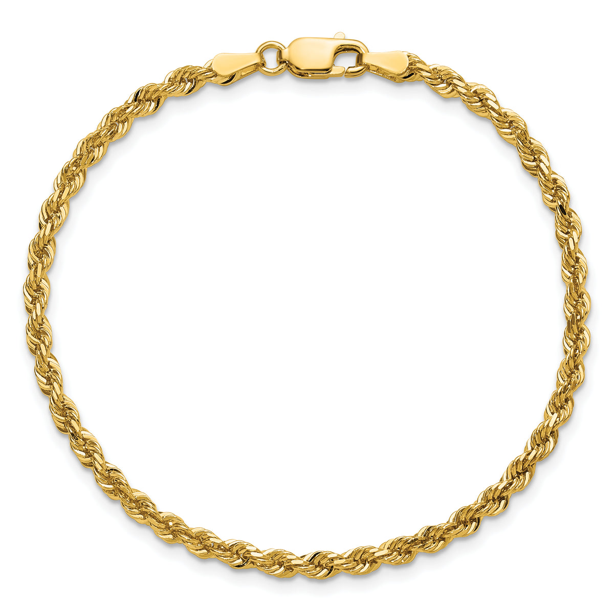 Gold (10K & 14K) Diamond-Cut Rope Chain Bracelet - 7.5 in