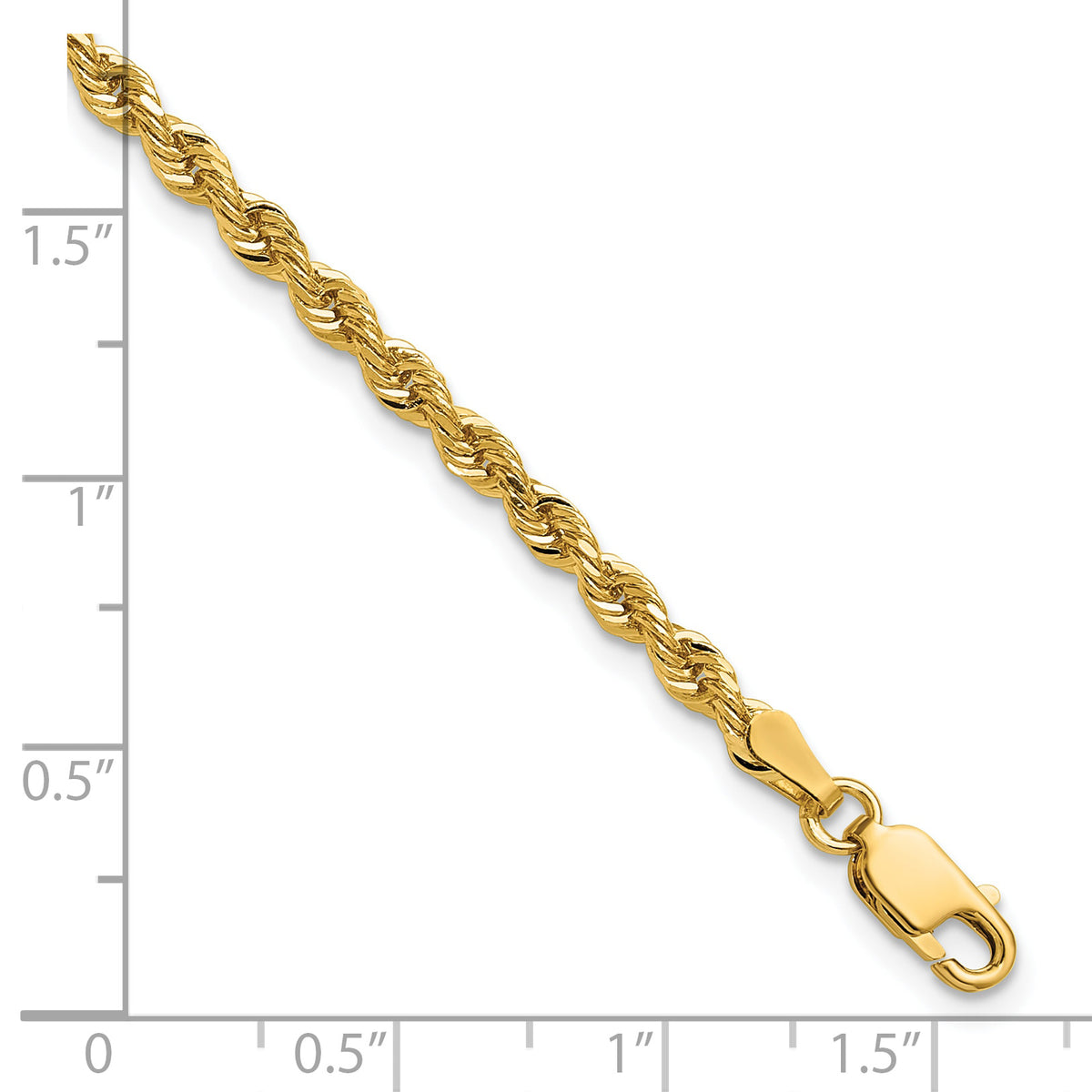 Gold (10K & 14K) Diamond-Cut Rope Chain Bracelet - 7.5 in
