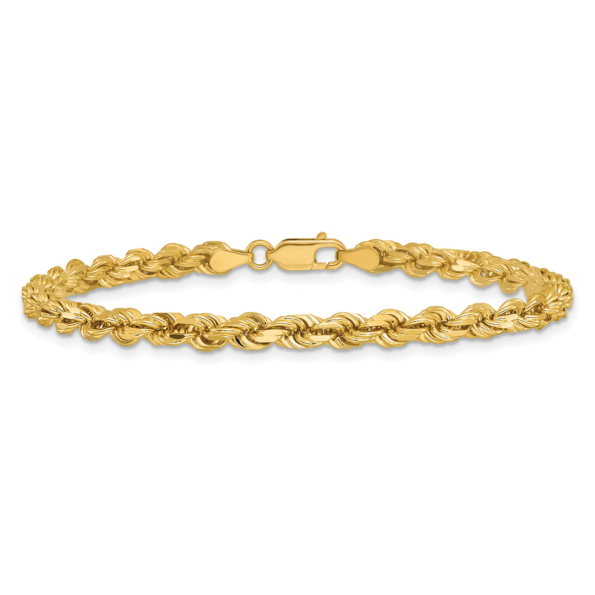 Gold (10K & 14K) Diamond-Cut Rope Chain Bracelet - 8.5 in