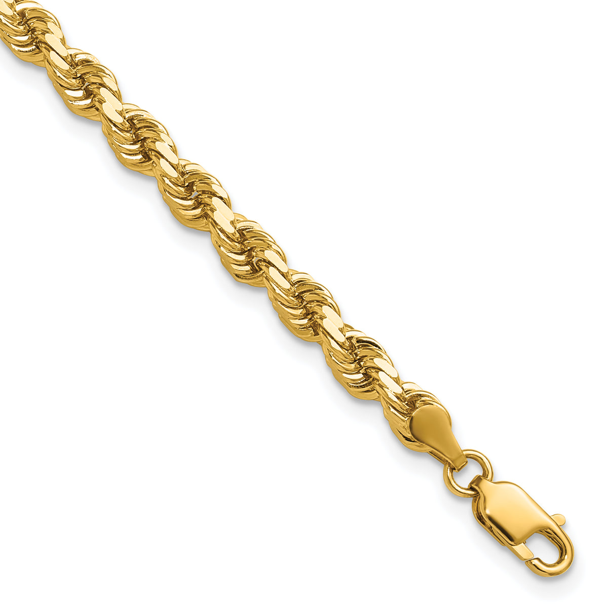 Gold (10K & 14K) Diamond-Cut Rope Chain Bracelet - 8.5 in