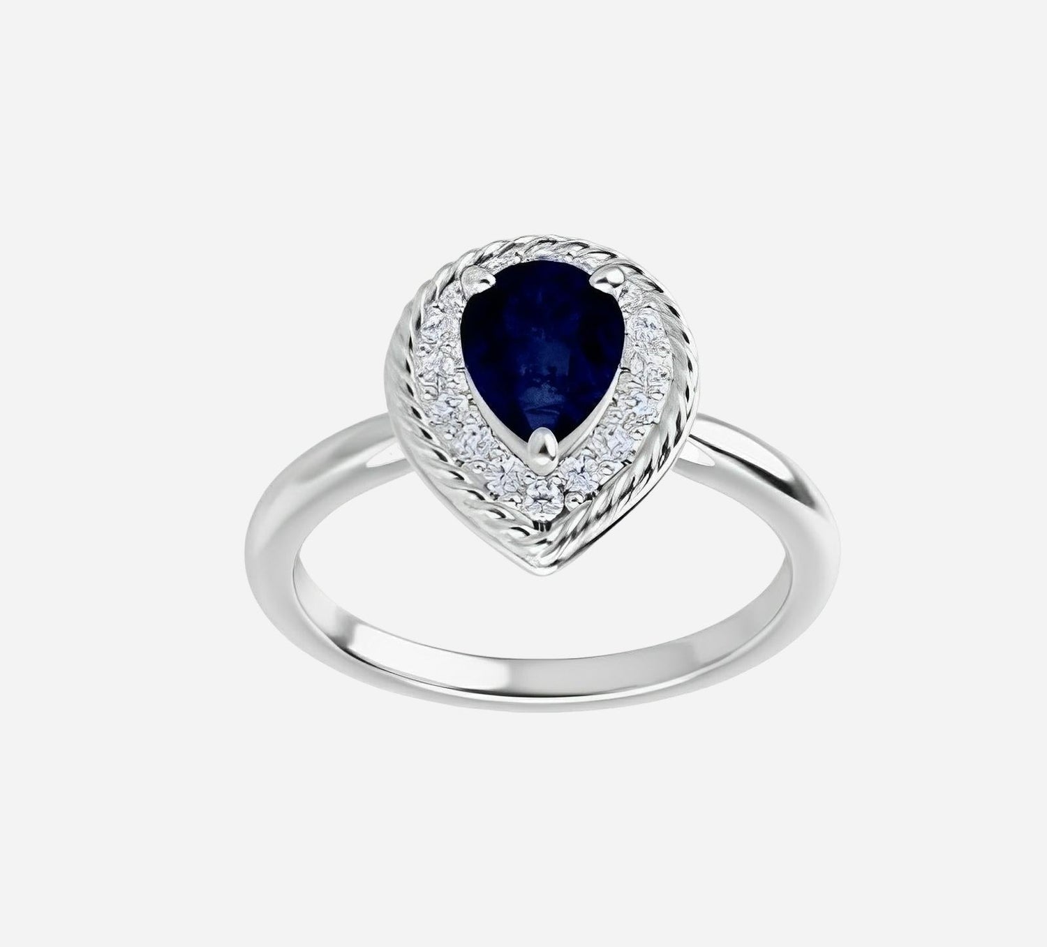 Color gem ring with lab grown blue sapphire & natural diamonds