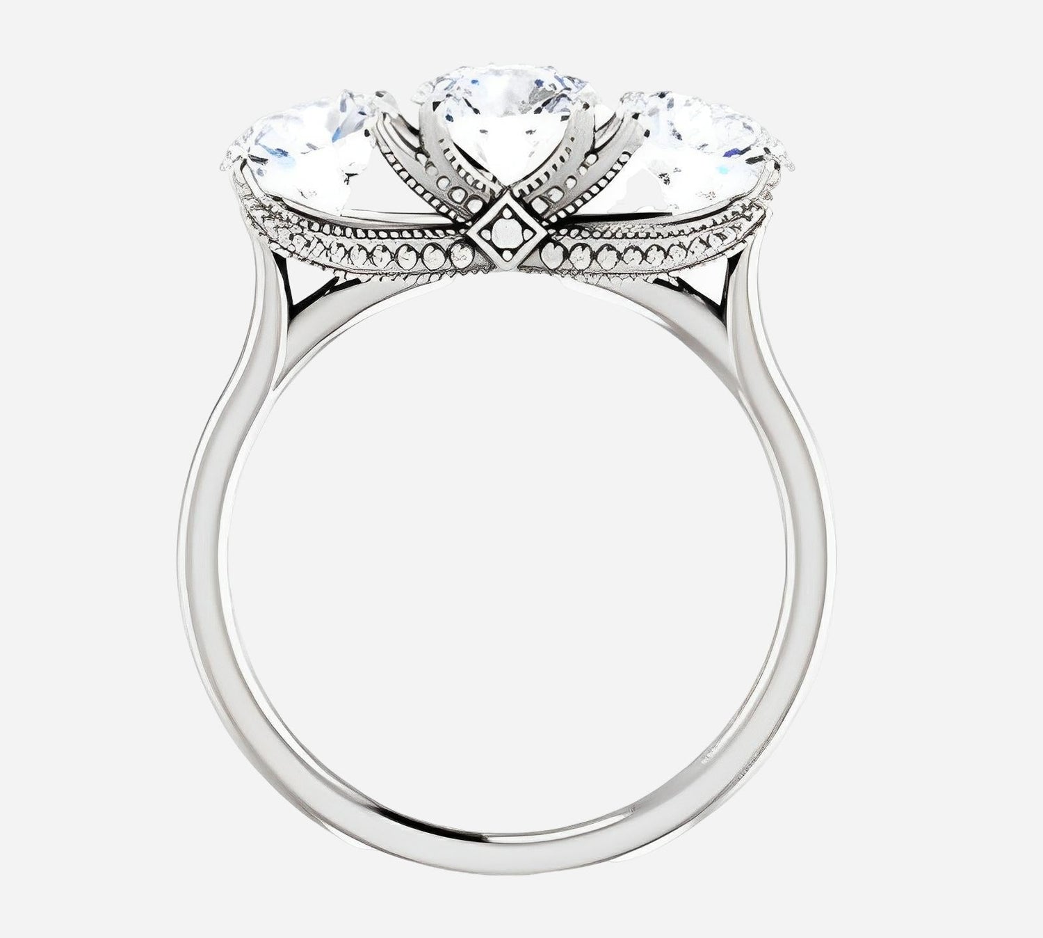Diamond band 3 stone platinum natural diamonds