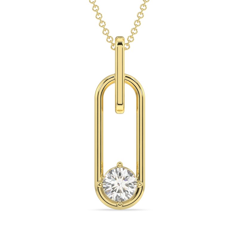 1.00 Ctw 14Kt Yellow Gold Lab Grown Paperclip Pendant