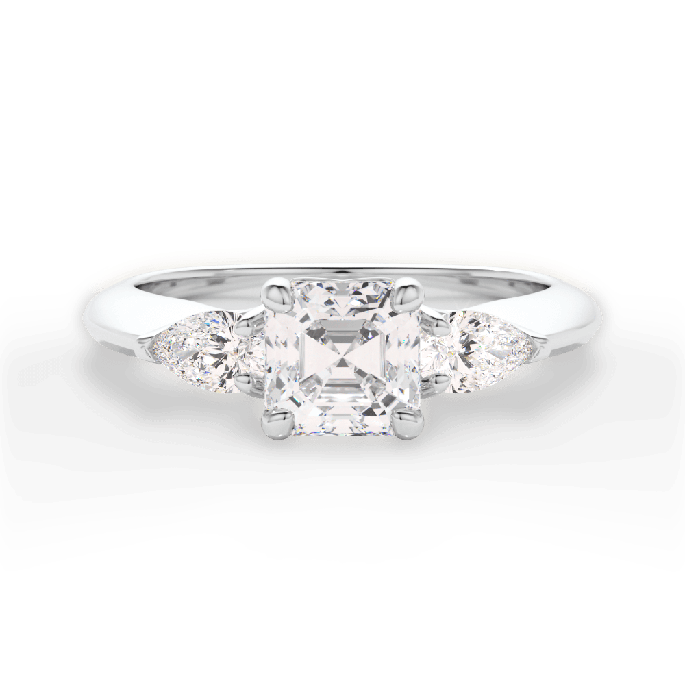 Kristin Asscher Cut Lab Grown Diamond 14Kt White Gold Engagement Ring