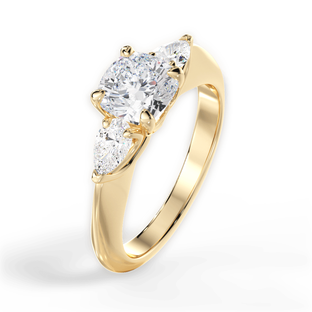 Kristin Cushion Cut Lab Grown Diamond 18Kt Yellow Gold Engagement Ring - View 3