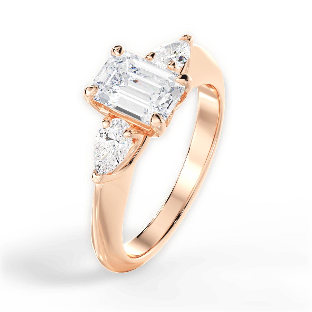 Kristin Emerald Cut Lab Grown Diamond 18Kt Rose Gold Engagement Ring - View 2