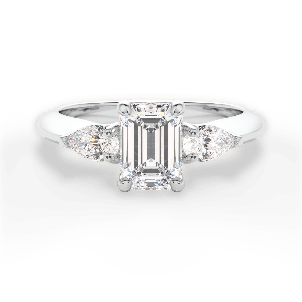 Kristin Emerald Cut Lab Grown Diamond 14Kt White Gold Engagement Ring