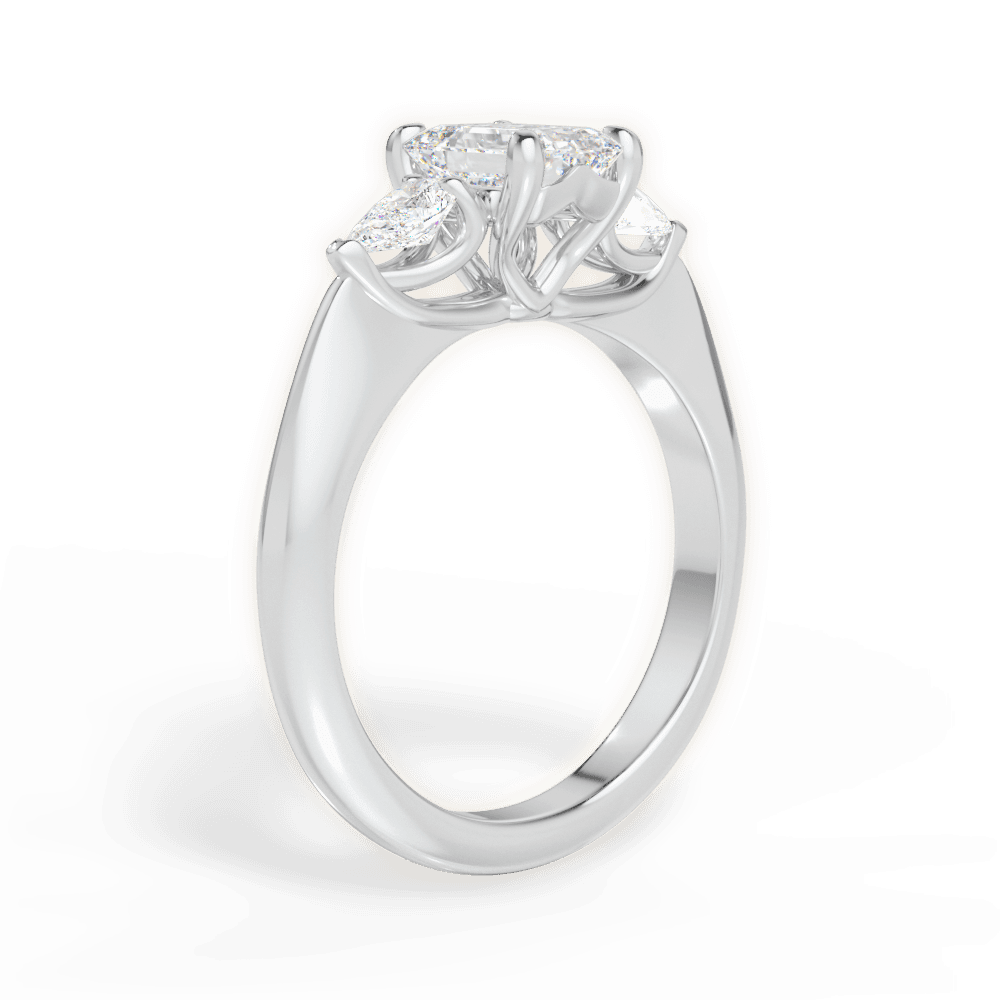 Kristin Emerald Cut Lab Grown Diamond 18Kt White Gold Engagement Ring - View 3