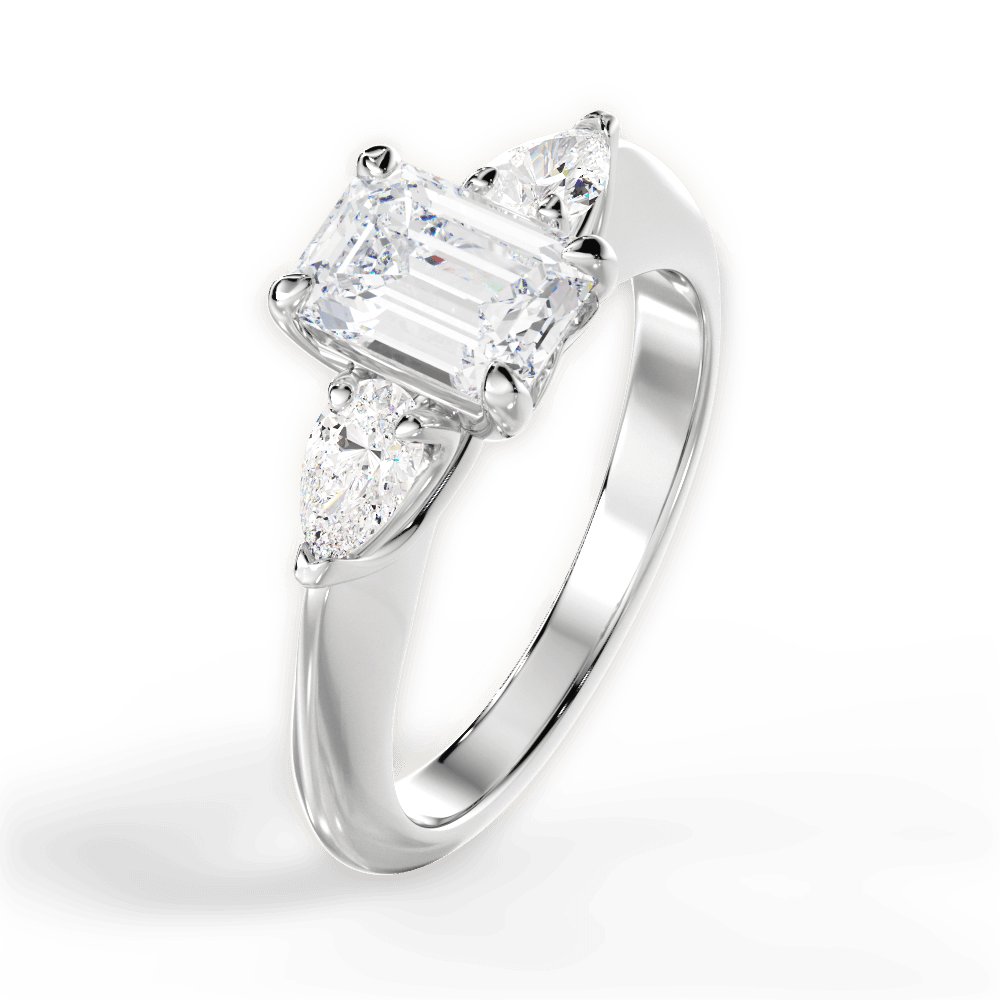 Kristin Emerald Cut Lab Grown Diamond Platinum Engagement Ring - View 4