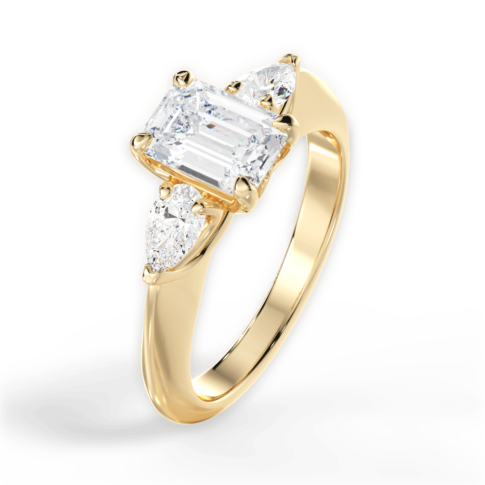 Kristin Emerald Cut Lab Grown Diamond 18Kt Yellow Gold Engagement Ring - View 4