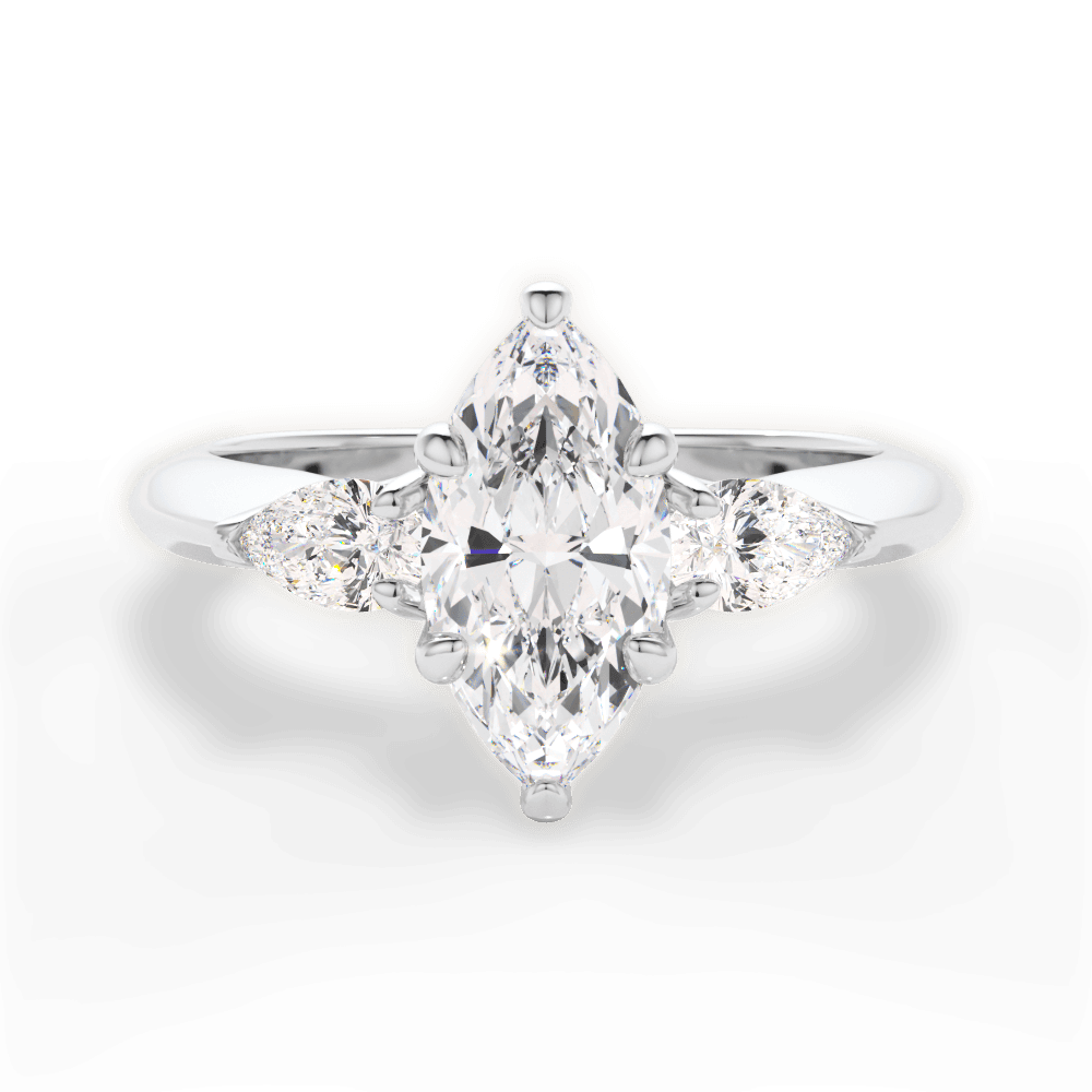 Kristin Marquise Cut Lab Grown Diamond 18Kt White Gold Engagement Ring