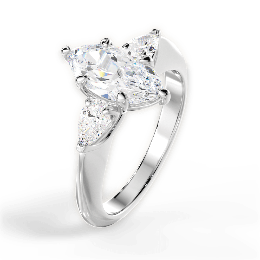 Kristin Marquise Cut Lab Grown Diamond 14Kt White Gold Engagement Ring - View 4