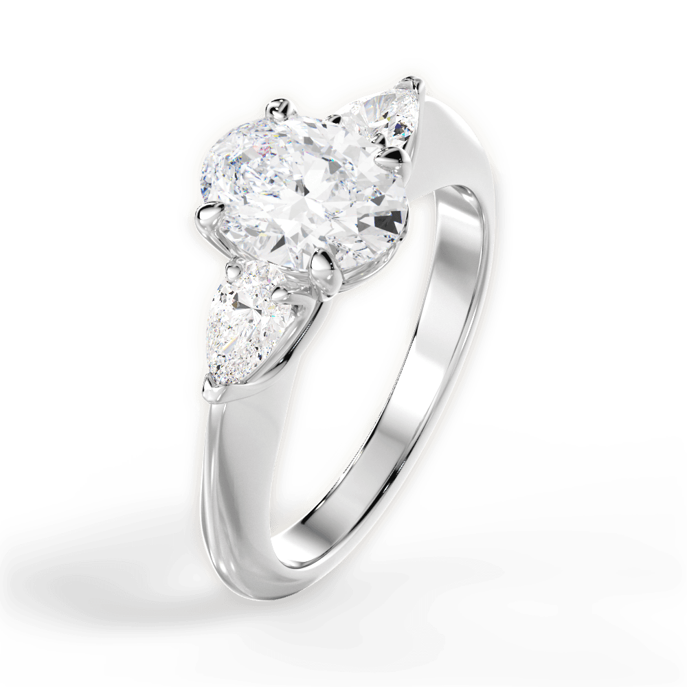 Kristin Oval Cut Lab Grown Diamond Platinum Engagement Ring - View 3
