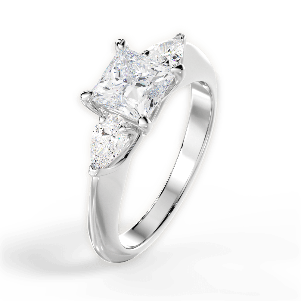 Kristin Princess Cut Lab Grown Diamond 18Kt White Gold Engagement Ring - View 3