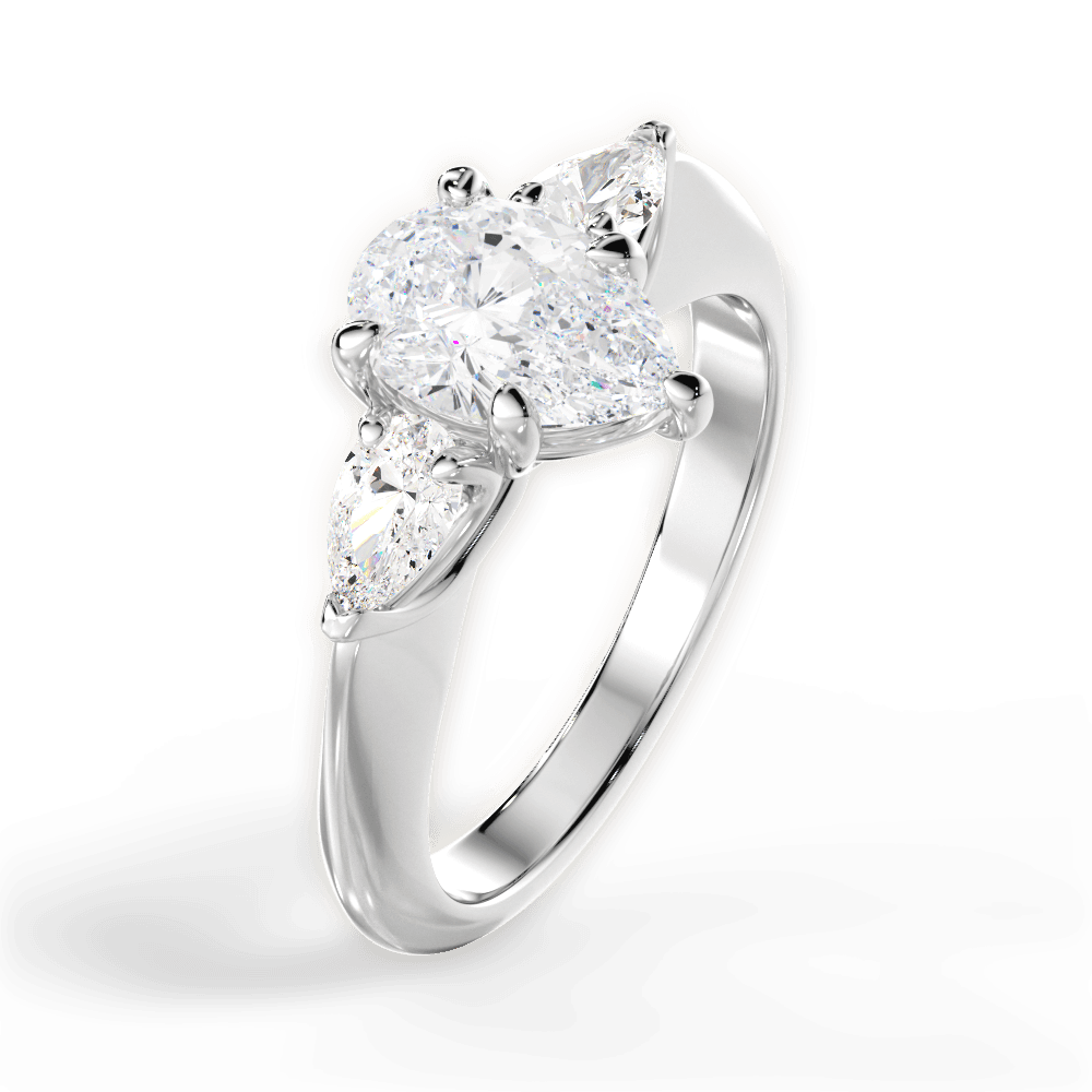 Kristin Pear Cut Lab Grown Diamond 14Kt White Gold Engagement Ring - View 4