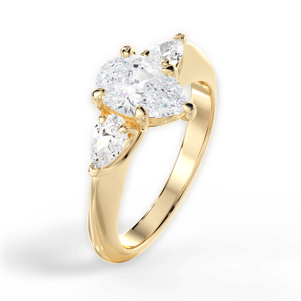 Kristin Pear Cut Lab Grown Diamond 18Kt Yellow Gold Engagement Ring - View 3