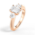 Kaitlin Emerald Cut Lab Grown Diamond 18Kt Rose Gold Engagement Ring - View 3