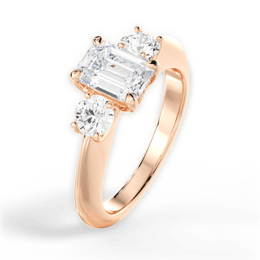 Kaitlin Emerald Cut Lab Grown Diamond 18Kt Rose Gold Engagement Ring - View 3