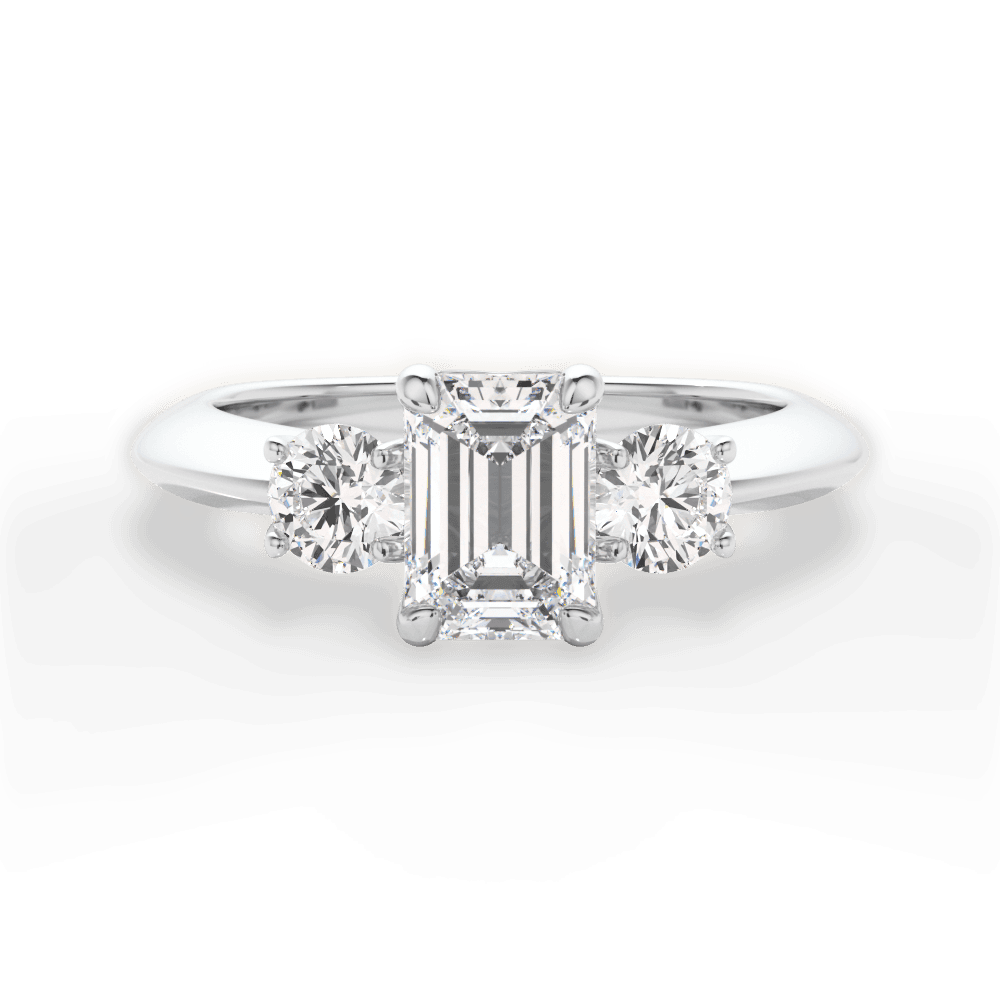 Kaitlin Emerald Cut Lab Grown Diamond Platinum Engagement Ring