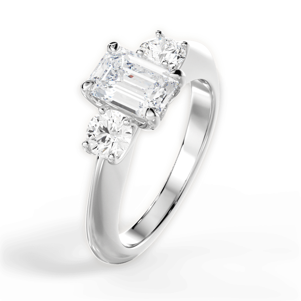 Kaitlin Emerald Cut Lab Grown Diamond Platinum Engagement Ring - View 2