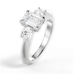 Kaitlin Emerald Cut Lab Grown Diamond 18Kt White Gold Engagement Ring - View 2