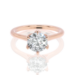 Monica round lab diamond engagement ring in 18k rose gold