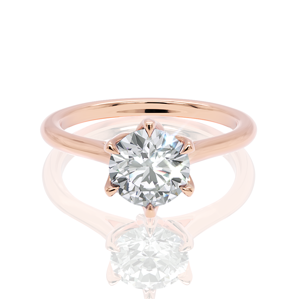 Monica round lab diamond engagement ring in 18k rose gold