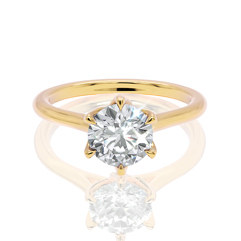 Monica round lab diamond engagement ring in 18k yellow gold