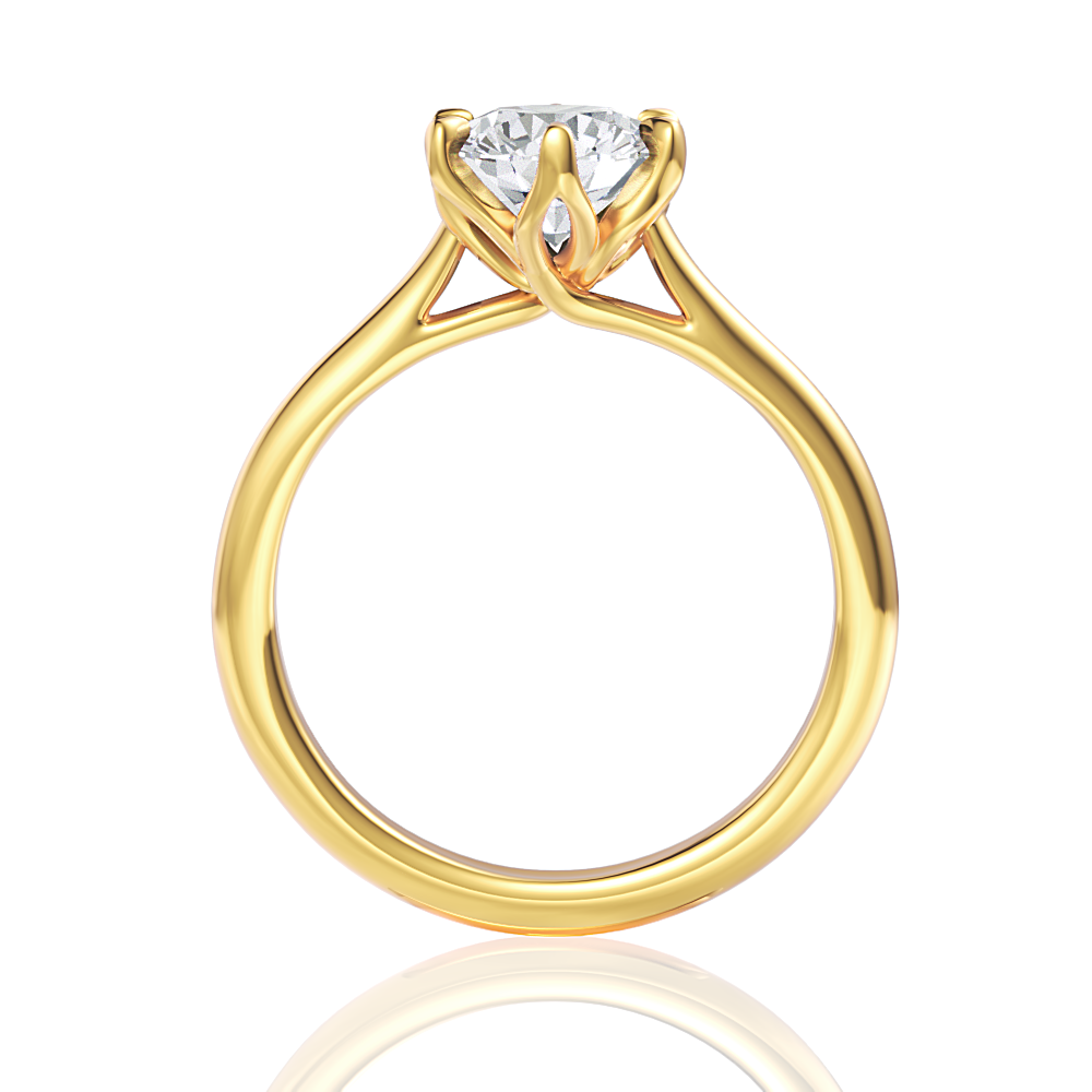 Monica round lab diamond engagement ring in 18k yellow gold - view 2