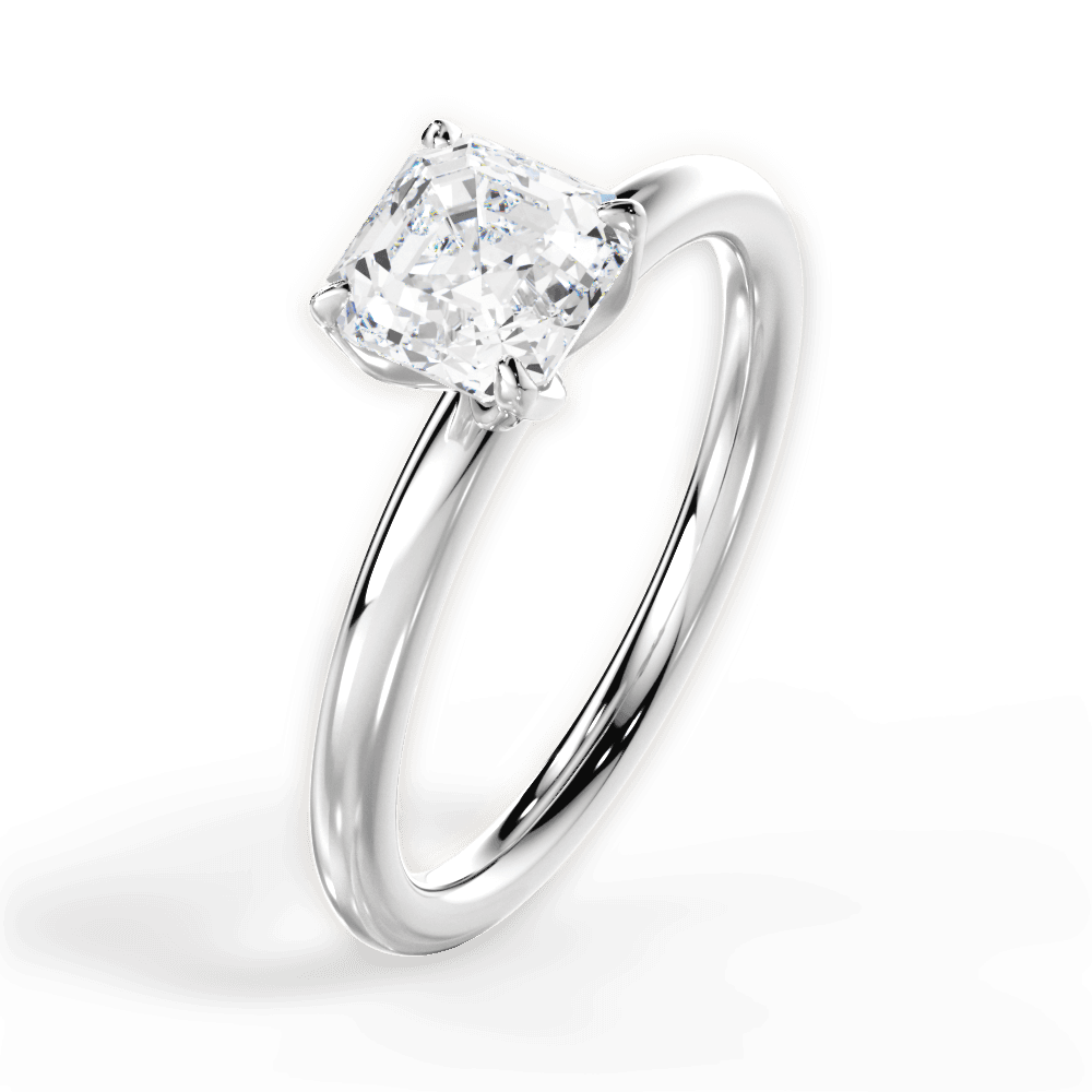 Audrey Asscher Cut Lab Grown Diamond 18Kt White Gold Engagement Ring - View 4