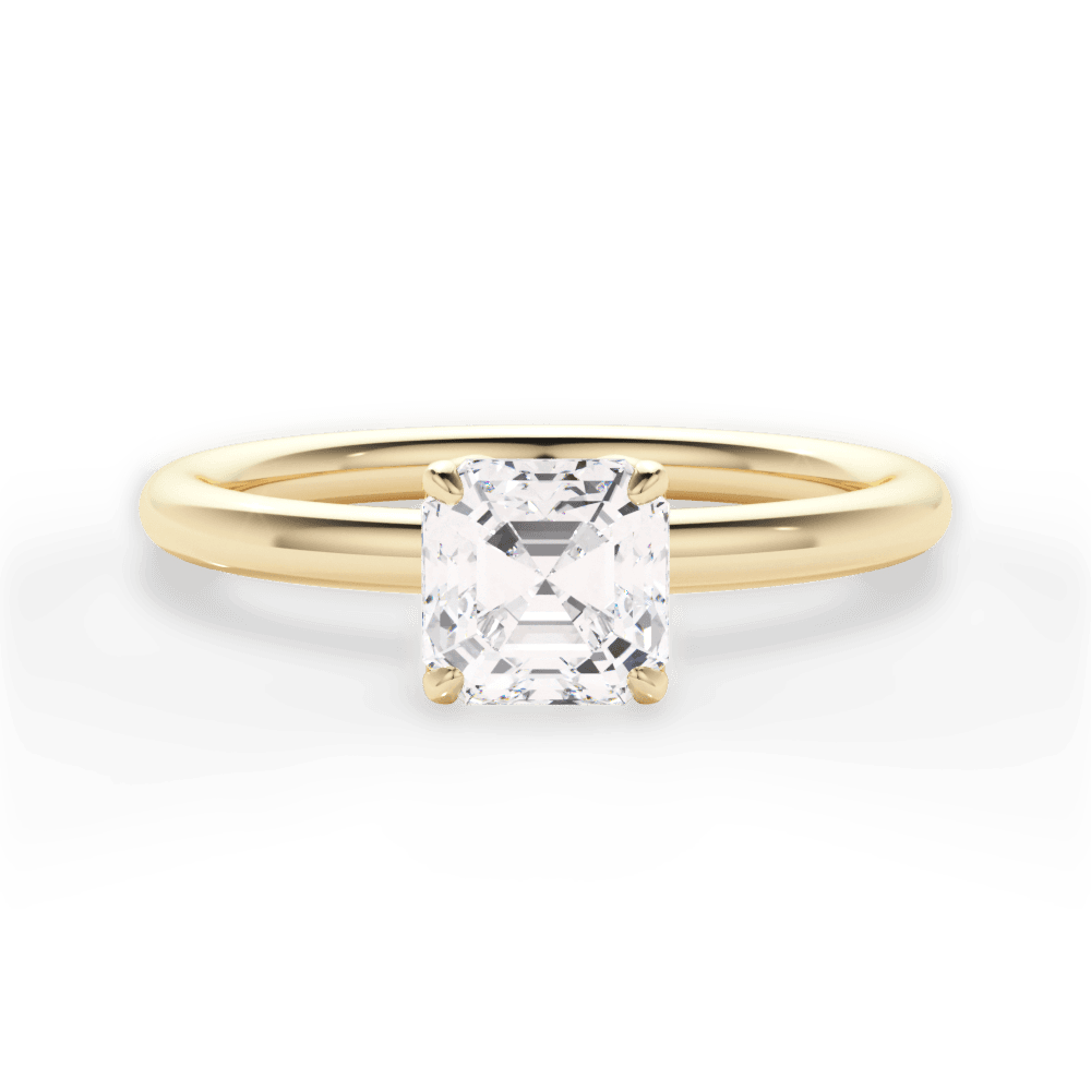 Audrey Asscher Cut Lab Grown Diamond 18Kt Yellow Gold Engagement Ring