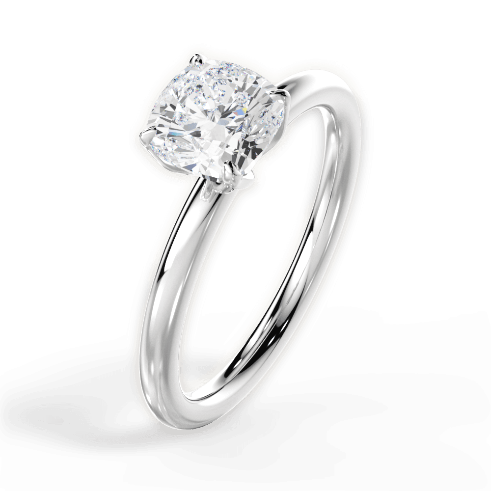 Audrey Cushion Cut Lab Grown Diamond 14Kt White Gold Engagement Ring - View 4