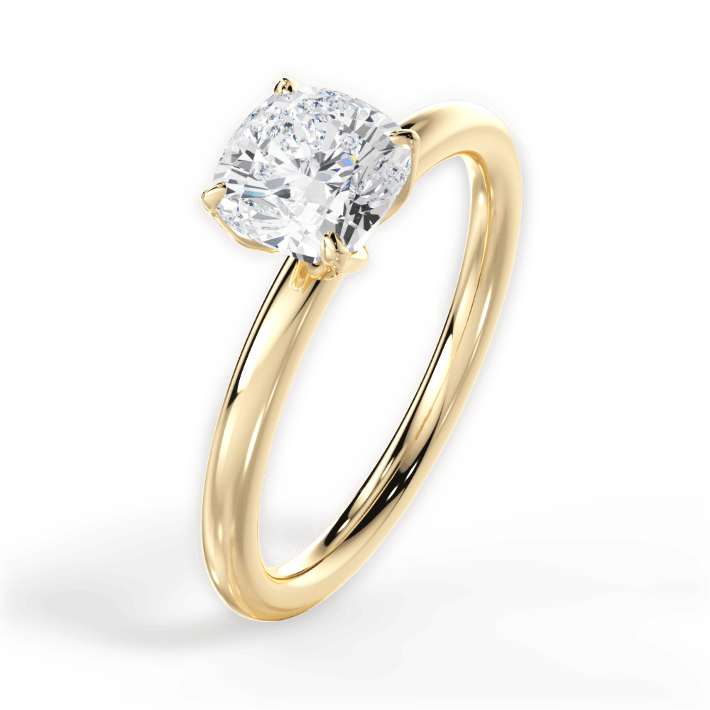 Audrey Cushion Cut Lab Grown Diamond 18Kt Yellow Gold Engagement Ring - View 4