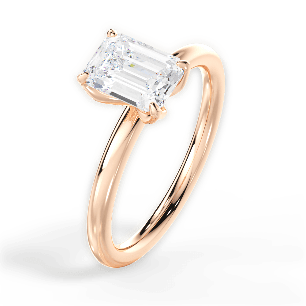 Audrey Emerald Cut Lab Grown Diamond 18Kt Rose Gold Engagement Ring - View 3