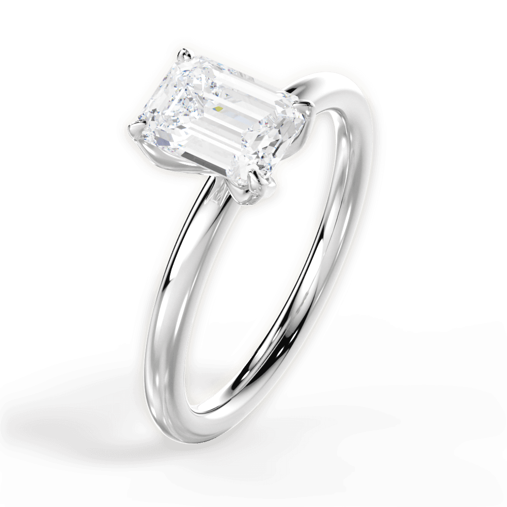 Audrey Emerald Cut Lab Grown Diamond 14Kt White Gold Engagement Ring - View 3