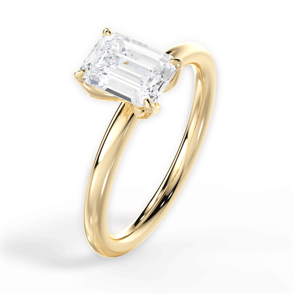 Audrey Emerald Cut Lab Grown Diamond 18Kt Yellow Gold Engagement Ring - View 3