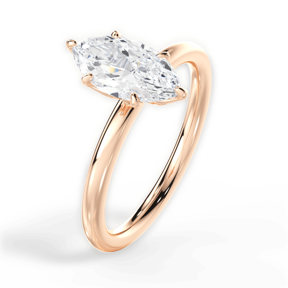 Audrey Marquise Cut Lab Grown Diamond 18Kt Rose Gold Engagement Ring - View 3