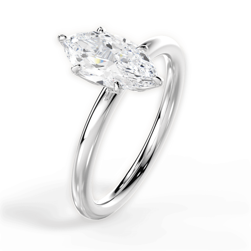 Audrey Marquise Cut Lab Grown Diamond 18Kt White Gold Engagement Ring - View 3