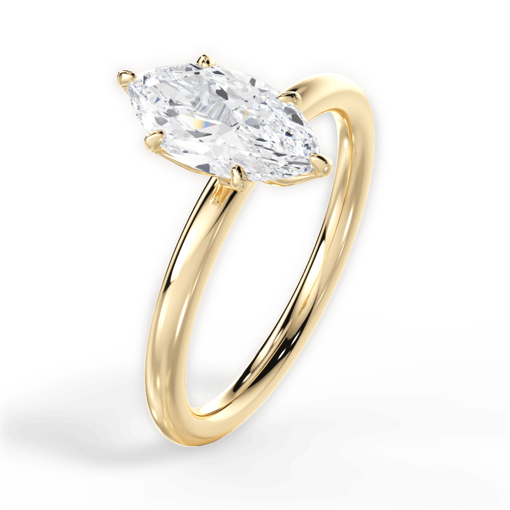 Audrey Marquise Cut Lab Grown Diamond 18Kt Yellow Gold Engagement Ring - View 2