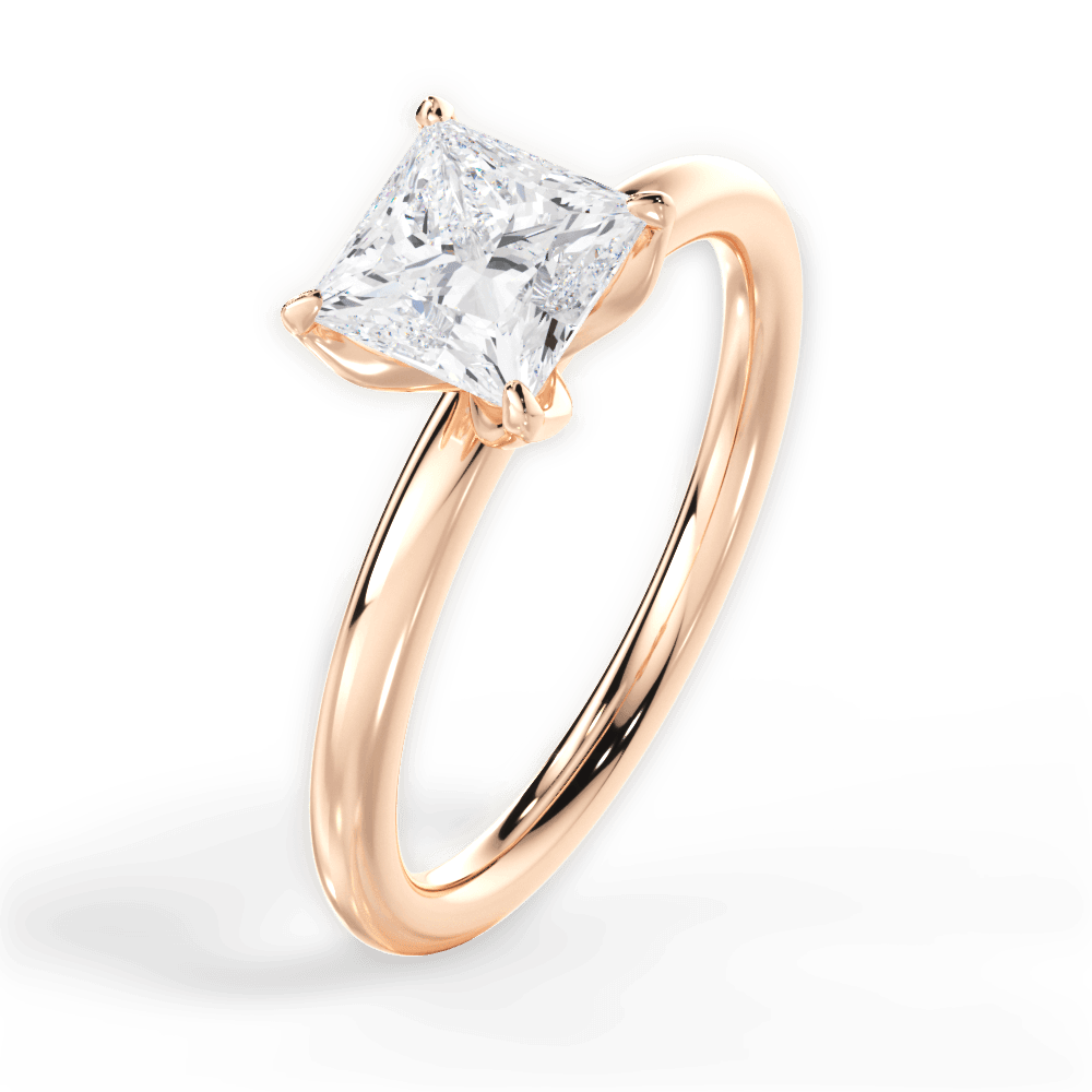 Audrey Princess Cut Lab Grown Diamond 18Kt Rose Gold Engagement Ring - View 2