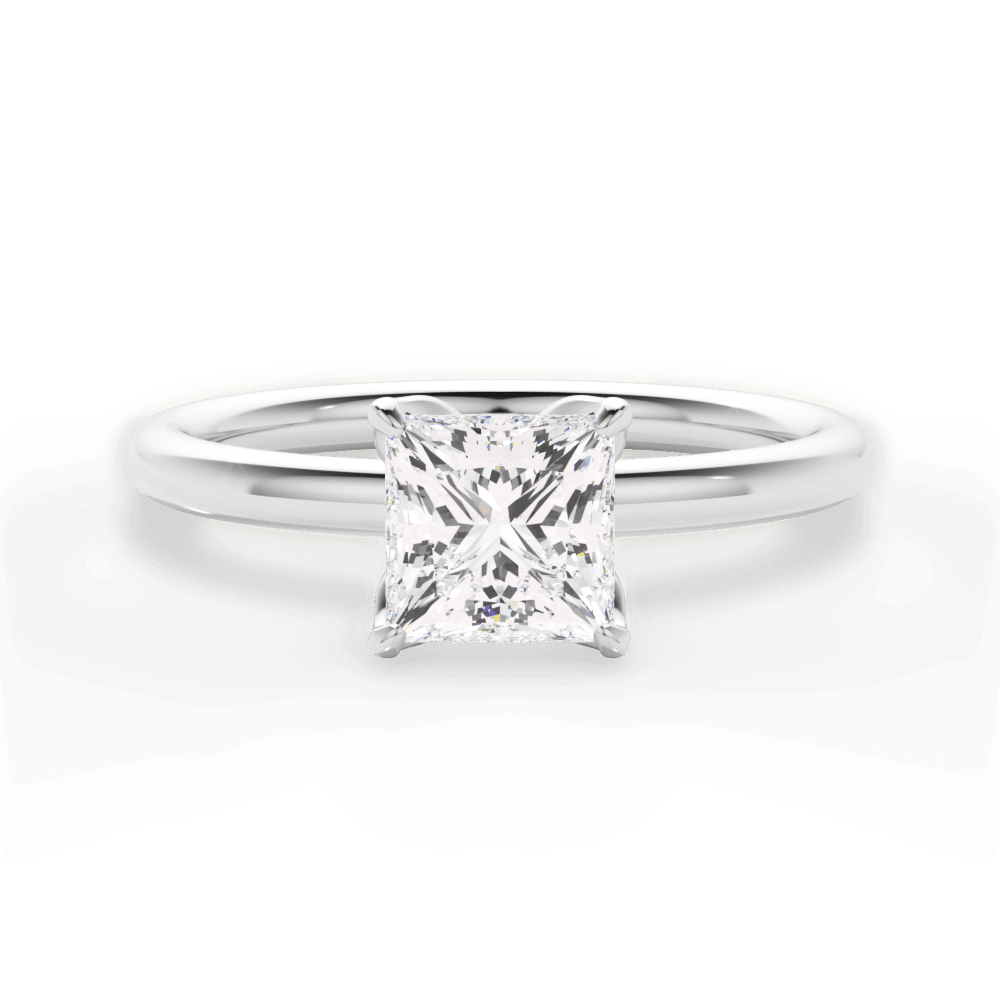 Audrey Princess Cut Lab Grown Diamond 18Kt White Gold Engagement Ring