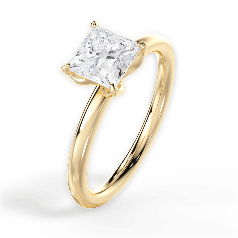 Audrey Princess Cut Lab Grown Diamond 18Kt Yellow Gold Engagement Ring - View 3