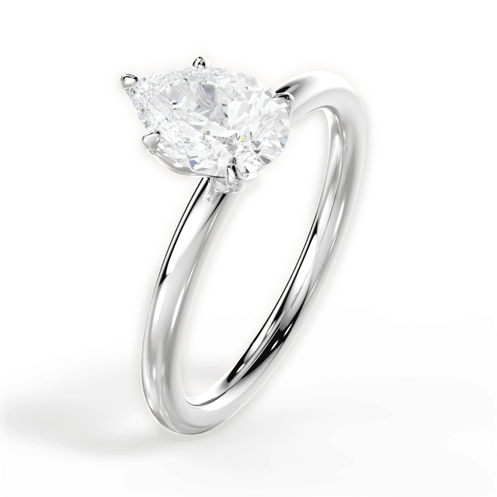 Audrey Pear Cut Lab Grown Diamond 18Kt White Gold Engagement Ring - View 4