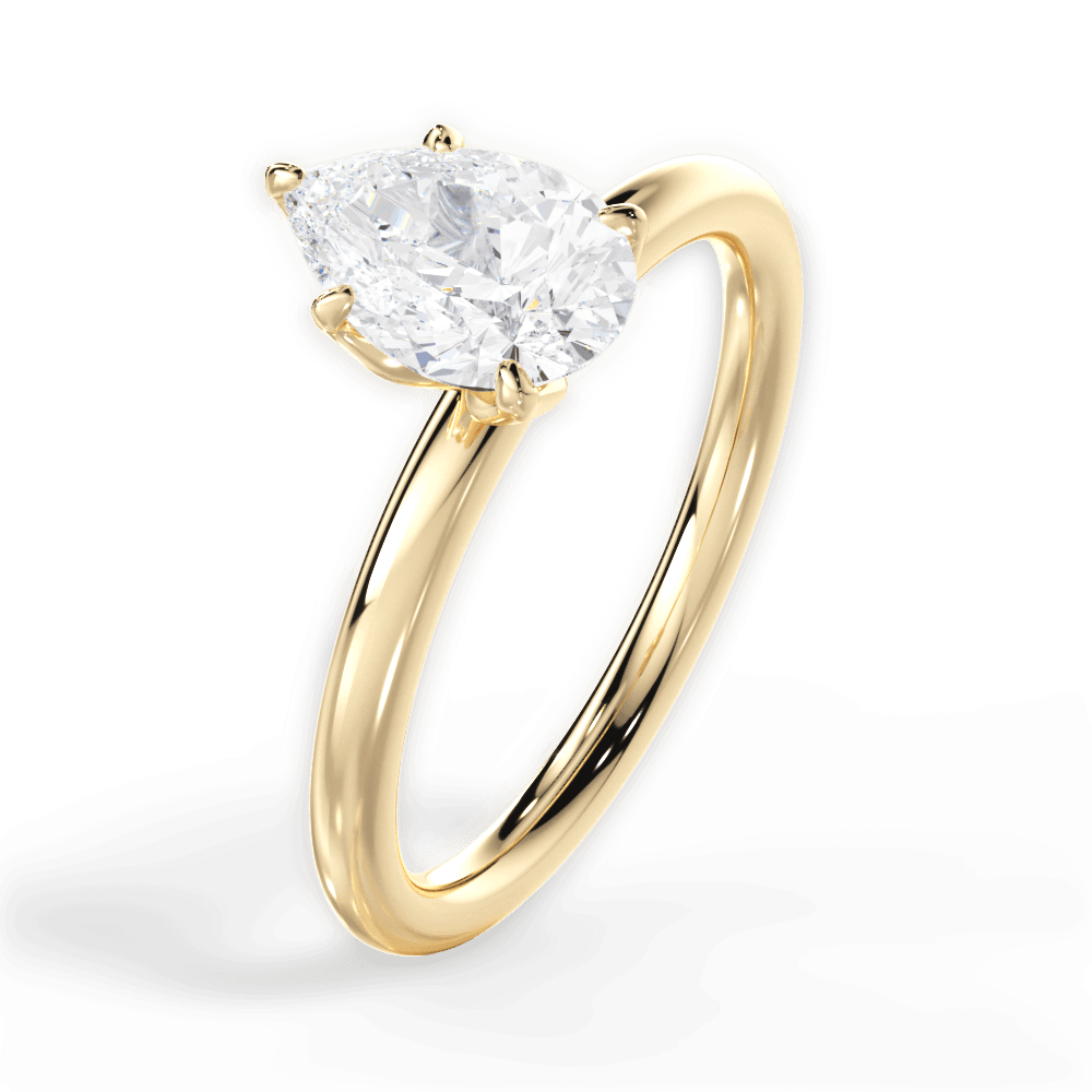Audrey Pear Cut Lab Grown Diamond 18Kt Yellow Gold Engagement Ring - View 4